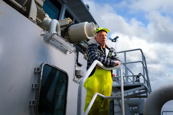 A Gildi fund member on board a ship