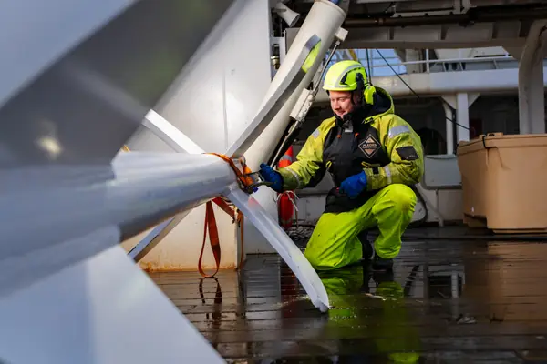 A Gildi fund member working on board a ship